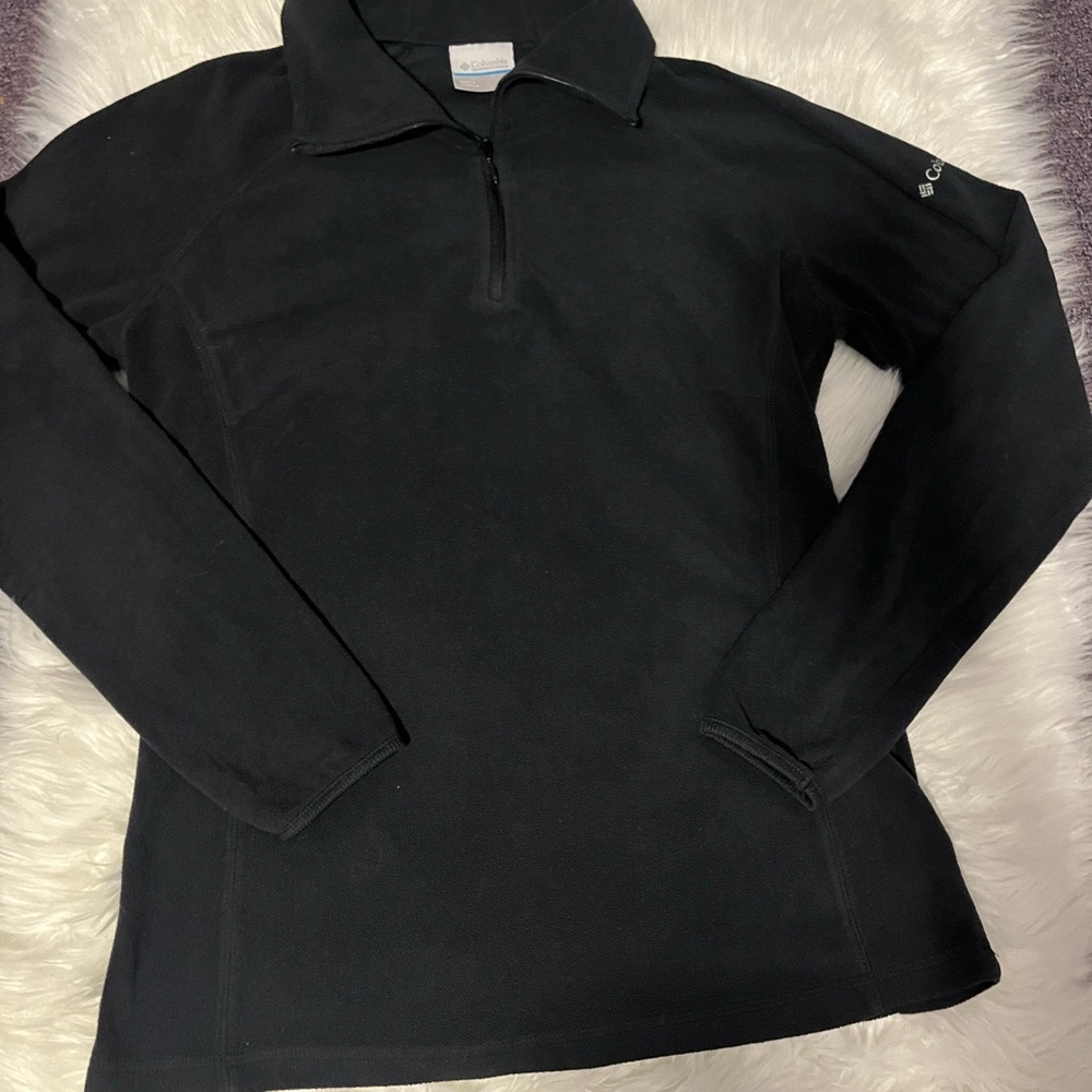Columbia black fleece lightweight crew neck pulloever warm spring summer winter
